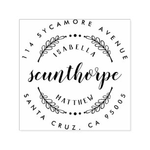 Rustiek Script Achternaam Bruiloft Retouradres Zelfinktende Stempel