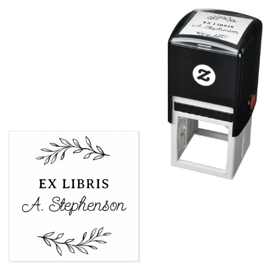 Rustiek Script Botanische bladeren Ex Libris Boekp Zelfinktende Stempel (In situ)