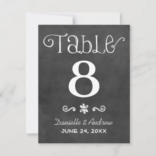 Rustiek Script Chalkboard Bruiloft Tafelnummer (Voorkant)