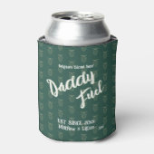 Rustiek script "Daddy Fuel" groen patroon hop Blikjeskoeler (Blikje Voorkant)