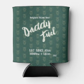 Rustiek script "Daddy Fuel" groen patroon hop Blikjeskoeler (Voorkant)