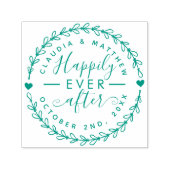 Rustiek script "Happily Ever After" trouwdatum Zelfinktende Stempel (Design)