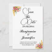 Rustiek script Herfst Bloemen Bruiloft herfst in l Save The Date (Achterkant)