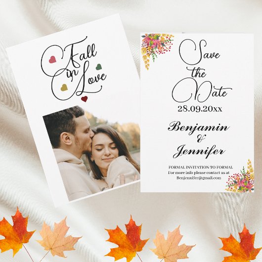 Rustiek script Herfst Bloemen Bruiloft herfst in l Save The Date