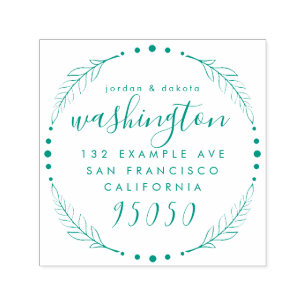 Rustiek Script krans bruiloft paar retour adres Zelfinktende Stempel