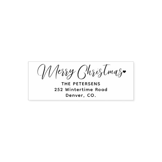 Rustiek script Merry Christmas retour adres Zelfinktende Stempel (Design)