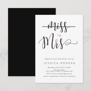 Rustiek script Miss to Mrs Vrijgezellenfeest Invit Kaart