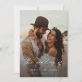 Rustiek Script Overlay Foto Bruiloft Kaart (Voorkant)