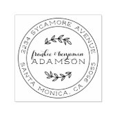 Rustiek Script Rond Getrouwd Paar Retouradres Zelfinktende Stempel (Design)