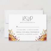 Rustiek Sinaasappel Bruin Goud Herfst Bloemen Brui RSVP Kaartje (Voorkant)