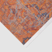 rustiek Sinaasappel en blauw textielpatroon Tissuepapier (Detail)