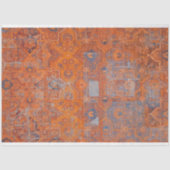 rustiek Sinaasappel en blauw textielpatroon Tissuepapier (Voorkant)