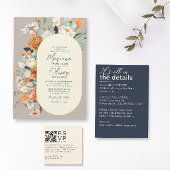 Rustiek Sinaasappel Florals Dubbele Boog Taupe Bru Kaart