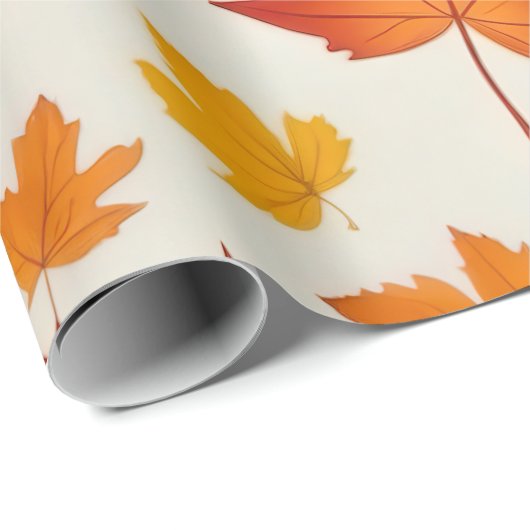 Rustiek Sinaasappel geel Autumn Maple Leaves Patte Cadeaupapier (Rol Hoek)