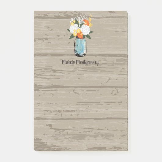 Rustiek Sinaasappel Gerber Daisy Mason Jar Persona Post-it® Notes (Voorkant)
