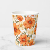 rustiek Sinaasappel herfstbloemen Papieren Bekers (Achterkant)