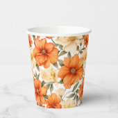 rustiek Sinaasappel herfstbloemen Papieren Bekers (Links)