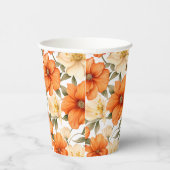 rustiek Sinaasappel herfstbloemen Papieren Bekers (Rechts)