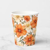 rustiek Sinaasappel herfstbloemen Papieren Bekers (Voorkant)