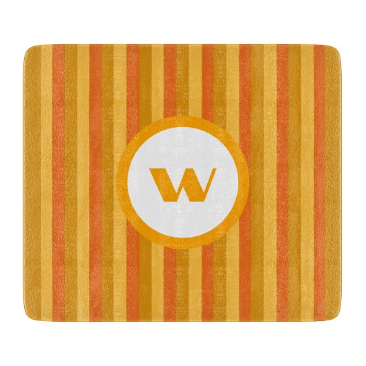 Rustiek Sinaasappel Monogram & Strepen Snijplank (Voorkant)