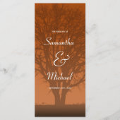 Rustiek Sinaasappel Oak Tree Wedding Programma (Voorkant)