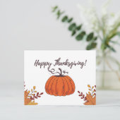 Rustiek Sinaasappel Pompoen en Fall Leaves Thanksg Feestdagenkaart (Staand voorkant)