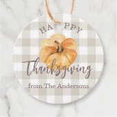 Rustiek Sinaasappel Pompoen Happy Thanksgiving Gif Bedankjes Labels (Voorkant)