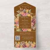 Rustiek Sinaasappel Terracotta Herfst Boho Bruilof All In One Uitnodiging (Binnen)