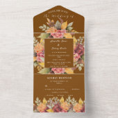 Rustiek Sinaasappel Terracotta Herfst Boho Bruilof All In One Uitnodiging (Binnen)