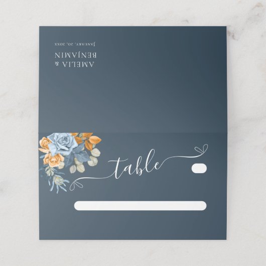 Rustiek Sinaasappel Terracotta Navy Blue Rust brui (Buitenkant ongevouwen)