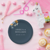 Rustiek Sinaasappel Terracotta Navy Blue Rust brui Papieren Bordje (Feest)