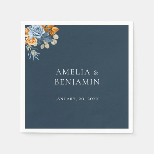 Rustiek Sinaasappel Terracotta Navy Blue Rust brui Servet (Voorkant)