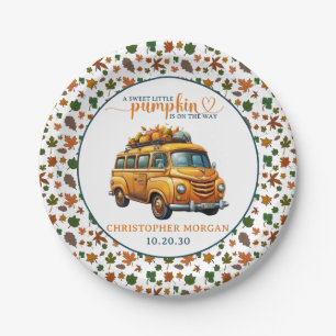 Rustiek Sinaasappel Truck Little Pumpkin Baby show Papieren Bordje