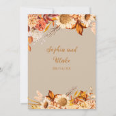 Rustiek Sinaasappel Wit Bloemen Boho Vanille Bruil Kaart (Achterkant)