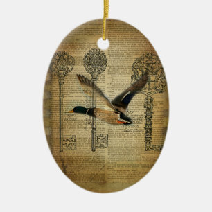 rustiek skelet sleutels western land wilde eend keramisch ornament