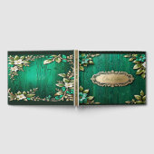 Rustiek Smaragdgroen Gouden Bloemen Huwelijk Gastenboek (Volledig)