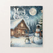 /Rustiek/Sneeuwman/Kerstmis Legpuzzel (Verticaal)
