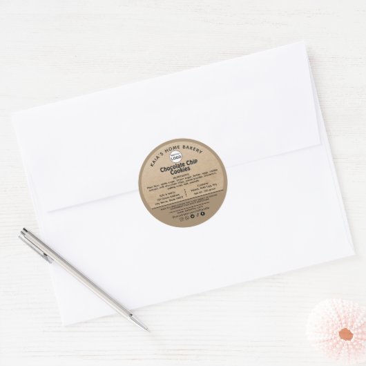 Rustiek Sociaal handvat Chocolade chip Cookies Lab Ronde Sticker (Envelop)