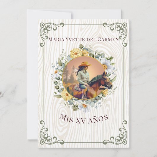 Rustiek  Spaans Mis Quince Quinceanera Kaart (Achterkant)