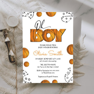 Rustiek Sport Boy Basketbal Baby shower Kaart