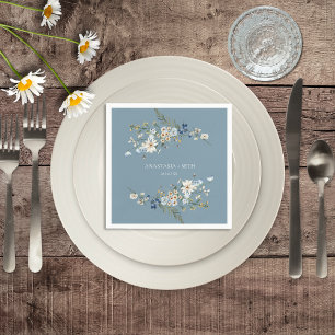 Rustiek Stoffig Blauw Wildbloemen & Daisies Bruilo Servet
