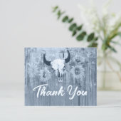 Rustiek Stoffig Blauw Zonnebloemen Bull Skull Budg (Staand voorkant)