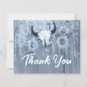 Rustiek Stoffig Blauw Zonnebloemen Bull Skull Budg (Voorkant)