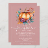 Rustiek stoffig Roos Little Pumpkin Girl Baby show Kaart (Voorkant / Achterkant)