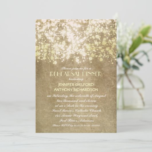 Rustiek  String Lights Repetitie Diner Kaart (Staand voorkant)