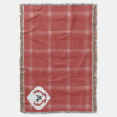Rustiek Tartan Bourgondië rood monogram Deken (Voorkant Verticaal)