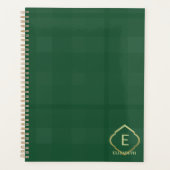 Rustiek Tartan Forest Groen Monogram Goud Planner (Voorkant)