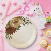 Rustiek terracotta bloemengroen papieren bordje (Feest)