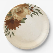 Rustiek terracotta bloemengroen papieren bordje (Voorkant)