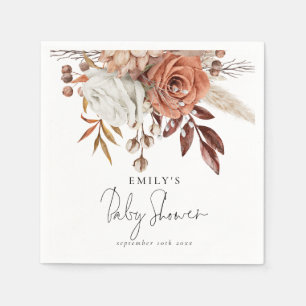 Rustiek Terracotta Bloemennaam Boho Baby shower Servet